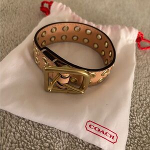 Coach Tan Leather Studded Bracelet